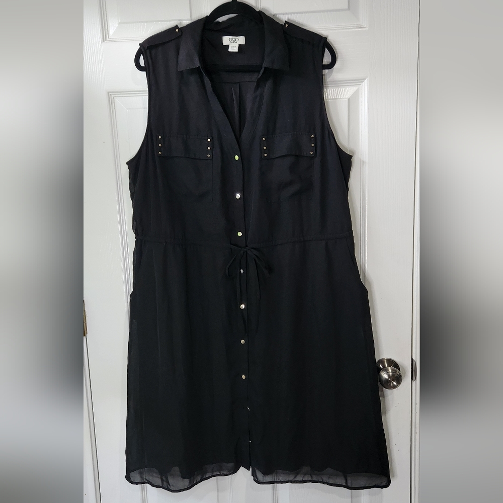 Cato black layered dress with string cinched waist women's size 22/24w